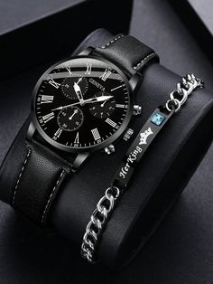 2pcs/Set Men's Fashion Casual Watch With 3-Eye Roman Dial Quartz Movement Watch And Crown Decorative Bracelet  Casual     Watch Set   Men Watches, size features are:Bust: ,Length: ,Sleeve Length: Men's Fashion Casual, Watch Set, 3rd Eye, Modern Tv Stand, Modern Tv, Casual Watches, Watch Movement, Kids Beachwear, Mens Fashion Casual