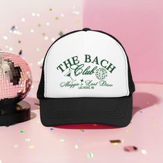 Whether you're hitting the clubs or enjoying poolside vibes, these cute disco inspired custom trucker hats are the perfect accessory to add a touch of glamour to your Vegas bachelorette party. ♥ Product details: .: Sold separately .: Material: 100% polyester foam front with 100% nylon mesh weave back .: One size fits most (22.8"/58cm) .: Adjustable snap closure ♥ Shipping: A tracking number will be sent upon shipment and details regarding your shipping date can be viewed on your "Purchases" page Fun Summer Party Snapback Hat, Customizable Party Trucker Hat, Fun Snapback Hat For Summer Party, White Summer Party Trucker Hat, Novelty Trucker Hat For Party, Customizable Trucker Hat For Parties, Fun Party Snapback Baseball Cap, Party Trucker Hat Baseball Cap Adjustable, Fun Snapback Baseball Cap For Parties