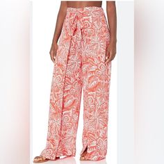 Vince Camuto Women's Swim Wrap Tie Cover Up Pants Poppy Size Medium New 100% Rayon Approximate Measurements Length 43 1/2 Inches Inseam 31 Inches Waist 32 Inches Please Refer To Pictures For Details. Bundle And Save!!! Offers Welcome :) Silver 1662 Chic Red Floral Print Bottoms, Red Printed Bottoms For Vacation, Red Printed Wide Leg Bottoms, Red Wide Leg Pants For Beach, High Waist Red Pants For The Beach, Red Trousers For Beach, Red Printed Bottoms For Spring, Red Wide-leg Beach Pants, Red Wide-leg Vacation Pants