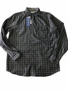 Mens Epic Long Sleeve Button Up Shirt  Size 46" Chest Black  Plaid Shirt  Brand: Epic Group Premium Collection  Condition: New with tags. Sample garment, new with tags.  No size tag on the shirt, and no other tag attached to the shirt  indicating material or place it was made.   Please go by the measurements below.  Color:  Black  Size:  46" Chest Materials: polyester  Features: Long sleeve                   button up                   1 chest pockets with button closure                   button Black Plaid Shirt, Long Sleeve Button Up Shirt, Shirt Brand, Black Plaid, Button Up Shirt, Plaid Shirt, Size Tag, Up Shirt, Casual Button Down Shirts