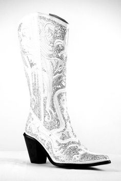 Helen's Heart Bling Boots in White LB-0290-12 | Nchantment – SAVE $10 on Orders of $50 or More! Use Promo Code ILOVENCHANTMENT Bride Cowboy Boots, Bling Boots, Cowgirl Boots Wedding, Cute Cowgirl Boots, Wedding Shoes Boots, Wedding Reception Outfit, Colored Boots, Boots Shoe, Reception Outfit