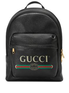 Gucci Print, Gucci Backpack, Chloe Handbags, Black Leather Backpack, Buy Gucci, Gucci Shoulder Bag, Logo Black, Gucci Handbags, Gucci Bags