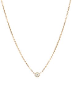 Free shipping and returns on Petite Bezel Diamond Solitaire Necklace at Nordstrom.com. A notched bezel setting updates this tiny solitaire necklace that retains its timeless appeal with a twinkling round diamond and dainty 18-karat-gold chain. Jewelry Logo Design, Diamond Necklace Designs, Bony Levy, Bezel Necklace, Solitaire Necklace, Diamond Solitaire Necklace, Diamond Guide, Solitaire Necklaces, Tres Chic