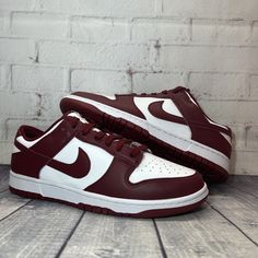 Burgundy Lace-up Sneakers With Rubber Sole, Red Nike Skate Shoes With Vulcanized Sole, Red Synthetic Sneakers With Vulcanized Sole, Burgundy Low-top Sneakers With Boost Midsole, Burgundy Low-top Sports Sneakers, Burgundy Low-top Sneakers For Sports, Burgundy Low-top Sneakers, Nike Lace-up Skate Shoes With Red Sole, Red Low-top Custom Sneakers With Vulcanized Sole