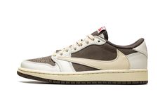 The Travis Scott x Air Jordan 1 Low “Reverse Mocha” is a collaboration between the hip-hop artist and Jordan Brand on the low-top lifestyle shoe that “reverses” the color block of the duo’s original Jordan 1 Low collaboration from 2019.  Released in July 2022, the “Reverse Mocha” features the same color block as Travis and Jordan Brand’s “Mocha” or “Cactus Jack” Jordan 1 Low, albeit in a flipped color coordination.  The perforated toe, mid-panel, and collar are designed in mocha (brown) nubuck. Mocha Shoes, Reverse Mocha, Nike Snkrs, Hip Hop Artists, Stadium Goods, Mocha Brown, Air Jordan 1 High, Air Jordan 1 Low, Jordan 1 High