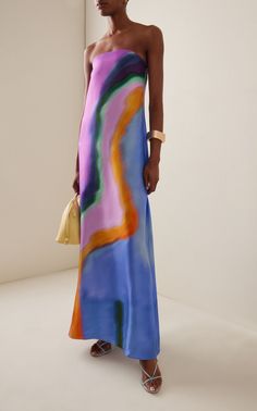 MODA OPERANDI: CHRISTOPHER ESBER Aura Strapless Silk Maxi Dress… Aura Print Dress, August Fashion 2024, Wedding Guest Dress Mexico, Wedding Guest Fits, Funky Formal, Color Aura, Creative Outfit Ideas, Formal Wedding Attire, Summer Formal