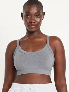 scoop neck adjustable straps fitted for yoga, stretching, chilling out provides light support for a-c cups models are approx.  5'9" and wear sizes s (4), l (12) and xl (18)machine wash according to the care instruction label Casual Micro-elastic Sports Bra With Built-in Bra, Casual Activewear With Adjustable High Stretch Straps, Seamless Sports Bra With Medium Support And Tank Straps, Seamless Tank Strap Sports Bra, Seamless Medium Support Activewear, Casual Sports Bra With Adjustable Straps For Gym, Casual Sports Bra With Stretch And Wide Straps, Casual Sports Bra With Wide Straps, Casual Activewear With Built-in Bra For Relaxation