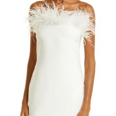 Super Cute Strapless Mini Dress From Nordstrom, The Brand Is Likely, In Size 8. Perfect For Wedding Events Mini Dress With Feathers, Feather Cocktail Dress, Dress With Feathers, Cocktail Dress Nordstrom, Ostrich Feather Trim, Feather Trim, Ostrich Feather, Colorful Feathers, Strapless Mini Dress