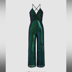 Brand New Fun Sequin Jumpsuit - Size Extra Small (Us 2) Sleeveless Jumpsuits And Rompers For Date Night, Green Sleeveless Jumpsuits And Rompers For Evening, Green Sleeveless Party Jumpsuits And Rompers, Green Sleeveless Jumpsuits For Evening, Sleeveless Bodysuit For Party Season And Night Out, Sleeveless Bodysuit For Party Season, Green Overall Jumpsuits And Rompers For Party, Green Sleeveless Bodysuit For Party, Green V-neck Jumpsuits And Rompers For Night Out