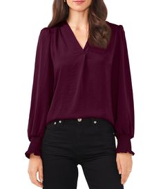 Shop for Vince Camuto V-Neck Long Sleeve Smocked Cuff Rumple Blouse at Dillard's. Visit Dillard's to find clothing, accessories, shoes, cosmetics & more. The Style of Your Life. Fall V-neck Blouse With Pleated Sleeves, Fall V-neck Top With Elastic Sleeves, Office V-neck Blouse With Blouson Sleeves, Office Blouse With Blouson Sleeves And V-neck, Fall V-neck Top With Gathered Sleeves, Fall V-neck Blouse With Blouson Sleeves, Stretch Blouse With Elastic Sleeves For Work, Long Sleeve Blouse With Smocked Cuffs, Versatile V-neck Top For Workwear And Fall