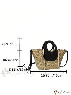 Bird in Bag - Two-Tone Straw Bag with Stylish Design, Perfect for Summer Beach Trips Handheld Bucket Bag With Removable Pouch For Beach, Handheld Satchel With Removable Pouch For Beach, Summer Crossbody Beach Bag For Daily Use, Summer Satchel With Removable Pouch For Daily Use, Casual Summer Straw Bag With Removable Pouch, Spring Beach Shoulder Bag With Removable Pouch, Eco-friendly Straw Bag With Removable Pouch For Vacation, Eco-friendly Bucket Bag With Removable Pouch For Beach, Black Beach Bag For Vacation