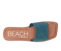 Suede upper, Slip on for easy entry,0.25\ flat heel, Open square toe, Lightly padded insole, Man Made outsole, Classic one-band slide design | Women's Beach by Matisse Bali Sandals in Teal Size 9 Adjustable Square Toe Sandals For Beach, Synthetic Square Toe Sandals For Vacation, Square Toe Synthetic Sandals For The Beach, Trendy Square Toe Beach Sandals, Summer Beach Slides With Square Toe, Casual Square Toe Slides For Summer, Spring Beach Slides With Square Toe, Square Toe Slides For Beach In Spring, Shoe Carnival