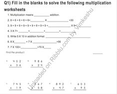 Multiplications Worksheets for Class 3 Maths Maths Worksheets Grade 3, Maths Sums, Multiplication Practice Worksheets, Multiplication Worksheet, Math Exercises, Dollar Note, Multiplication Practice, Multiplication Worksheets