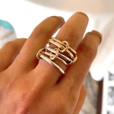 We Customized this ring for a client, now you are welcome to buy it too! Custom connected ring Round, Heavy Fit, Mother's Day Gift 14ga round gold filled 1.6mm 10ga gold filled round band 2.6mm 12ga 925 ss round band2.0mm 12ga gold filled half round band 2mm 10ga 925 ss round 2.6mm With four gold filled connected rings Please Note: Our gold filled rings may have a visible solder mark and it may be brighter than the ring as we use 14k gold for soldering. This is not a Quality Issue but limitation and nature of materials & process we use to make handmade jewelry. We gently polish our jewelry so that the 14k gold layer stays intact and the jewelry lasts longer. We are very sorry, we will NOT be able to accept any returns in this regard. Thank you for your understanding and supporting our smal Nickel Free 14k Gold Rings, Gold Nickel-free Promise Ring, Modern Gold Rings Nickel Free, Hypoallergenic Yellow Gold Sterling Silver Stackable Rings, Silver 14k Gold Stackable Rings, Elegant Nickel-free Yellow Gold Rings, Nickel-free Yellow Gold Rings For Anniversary, Unique Gold Stackable Rings For Everyday, Elegant Nickel-free 14k Gold Rings