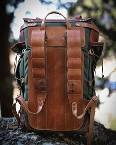 Bushcraft Backpack, Waxed Canvas Backpack, Handmade Leather Backpack, Retro Backpack, Leather Colors, Army Surplus, Leather Workshop, Camping Items, Denim Pocket