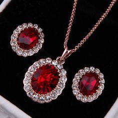 Red Emerald Crystal Set from DHUAHU LLC. Shop more products from DHUAHU LLC on Wanelo. Emerald Crystal, Diamond Pendant Sets, Fake Jewelry, Egyptian Jewelry, Crystal Set, Antique Engagement Rings, Buying Diamonds, Crown Jewels, A Necklace