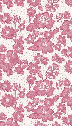 a pink and white wallpaper with flowers on it