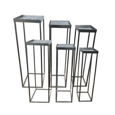 four metal and glass side tables in the style of person, 1970s set of 4