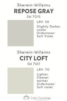 the color scheme for sherylin williams's repose gray, which is available in