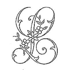 the letter e is decorated with flowers and leaves