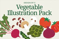 A set of hand-made, colorful vegetable vector illustrations Vector Illustrations, Vector Illustration, Color