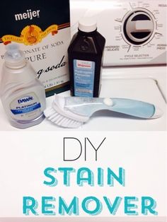 the diy stain remover is next to some cleaning products