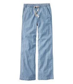 #LLBean: Women's Lakewashed Pull-On Chinos, Mid-Rise Wide-Leg Chambray Chambray Pants, Cotton Chinos, Joggers Womens, Women Pants Casual, Pull On Pants, Drawstring Waistband, Ll Bean, L L Bean, Pants Outfit