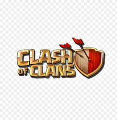 the clash of clans logo with an arrow and shield on it, transparent background