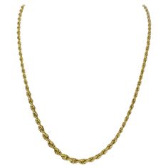 Vintage Graduating Rope Twist Necklace Ranging from 2.85mm - 5mm in width. The necklace measures 18 inches in length and features two gold spheres in the back as an enhancement. The total weight of the necklace is 17.4g Twist Necklace, Rope Twist, The Necklace, Rope Necklace, 18k Gold, Jewelry Necklaces, Twist, For Sale, Gold