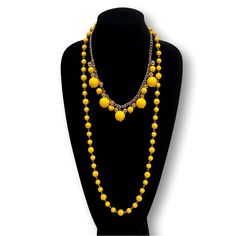 Brighten Up Any Outfit With This Fabulous Joan Rivers Brilliant Canary Yellow Round Beaded Long Layered Statement Necklace! Bursting With Vibrant Color, This Eye-Catching Piece Is Perfect For Making A Bold Statement And Adding A Pop Of Sunshine To Your Wardrobe. Embrace Your Playful Side And Let This Stunning Necklace Shine In Your Collection! One Of My Favorites! 36' With 3" Extender Signed Gold Tone Hardware Lobster Closure Nickel Free Msrp $108 Yellow Beaded Chain Jewelry For Party, Yellow Beaded Chain Necklace For Party, Elegant Yellow Beaded Chain, Elegant Yellow Necklace With Gold Beads, Elegant Yellow Beaded Chain Necklace, Elegant Yellow Party Beads, Party Jewelry With Large Yellow Beads, Elegant Yellow Necklace With Large Beads, Elegant Yellow Necklaces With Large Beads