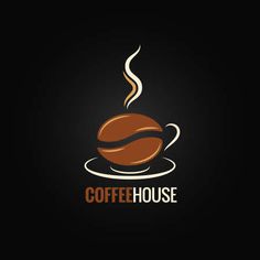 the coffee house logo is shown on a black background with a cup of coffee in it