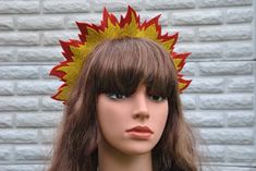 Fire headpiece perfect for a Halloween themed party, festival or carnival. -Ready for shipment -Very light -100% hand made Carnival Costume Party Headband, Carnival Costume Headband Hair Accessories, Adjustable Rave Style Halloween Costume Hats, Themed Party Costume Headband, Carnival Costume Hats And Headpieces With Matching Headband, Carnival Festival Crown Headband, Adjustable Headpieces For Costume Party And Festival, Rave Costume Accessories For Carnival, Adjustable Headpieces For Costume Party Festival