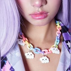 Clouds Necklace Harajuku Decora, Dope Jewelry Accessories, Chunky Chain Necklace, Fob Watch, Chunky Chain Necklaces, Heart Choker, Pastel Pink Aesthetic, Punk Jewelry, Beaded Choker Necklace