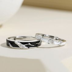 Engravable Romantic Couple Rings Set for Two Couples Promise Jewelry In White, Promise Couples Jewelry In White, White Couples Jewelry For Promise, White Couples Promise Jewelry, Black Elegant Engraved Promise Ring, Elegant Couple Rings With Engraving Option For Wedding, Elegant Engraved Couple Rings For Promise, Elegant Wedding Couple Rings With Engraving Option, Couples Promise Jewelry In White Gold