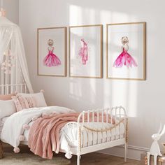 Enhance your little dancer's bedroom with our Ballet set! Featuring 3 beautiful ballet themed prints, complete with delicate ballet shoes, this decor will inspire your child's love for dance and add a touch of colour and elegance to their space. Perfect for any young ballerina's room. Dancer Room Ideas Bedrooms, Ballet Dorm Room, Dance Themed Bedroom Ideas, Ballerina Room Ideas Daughters, Dance Theme Bedroom, Ballerina Themed Bedroom, Ballet Bedroom Ideas, Ballerina Bedroom Ideas Kids, Ballet Room Ideas Bedrooms