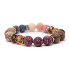 Semi-precious stone, beades stretch bracelet with mixed color stones ranging from pink to purple to blue and earth tones. This bracelet has a diameter of 5.7 cm. Blue And Earth Tones, Color Stones, Semi Precious Stone, Mixed Colors, Earth Tones, Stretch Bracelet, Stretch Bracelets, Keep It Cleaner, Semiprecious Stones