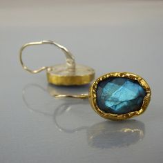 Labradorite Earrings, 24K Solid Gold Earrings, Hammered Earrings, Gemstone Earrings, Labradorite Jew Gold Labradorite Earrings With Natural Stones, Handmade Gold Labradorite Earrings, Gold Fusion Earrings With Natural Stones, Gold Labradorite Earrings, Hammered Earrings, Labradorite Earrings, Gold And Silver Rings, Solid Gold Earrings, Labradorite Jewelry