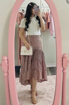 Classy Outfits With Flat Shoes, Trendy Pentecostal Outfits, Modest Dresses Ideas, Business Casual Skirt Outfits Summer, Outfit Church Ideas, Modest Sunday Outfits Church, Jw Service Outfits, Shop Cider Outfits, Dress For Church Classy Simple