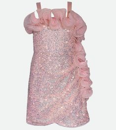 Mari Sequin Party Dress Mini Sequin Prom Dress With Ruffles, Pink Sequin Mini Length Fabric For Party, Pink Sequin Fabric For Party, Mini Length, Festive Glamorous Glitter Sequin Dress, Glamorous Sequin Fabric For Cocktail In Spring, Pink Sequin Fabric For Spring, Party Sequin Tulle Dress With Contrast Sequin, Party Sequin Dress With Contrast Sequins And Tulle, Party Sequin Dress With Contrast Sequin On Tulle