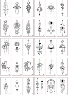 an image of different designs on the back of a sheet of paper with numbers and symbols