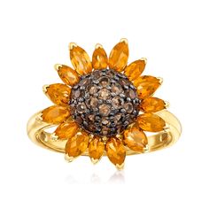 Plant Rings, Citrine Birthstone, Sunflower Ring, Precious Rings, Sunflower Pendant, Citrine Jewelry, Quartz Colors, Fine Jewelery, Natural Gold