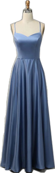 Formal Dress Satin, A Line Formal Dress, Long Bridesmaid Dress, Dress Halter, Satin Color, Grey Blue, Formal Dress, Bridesmaid Dress, A Line