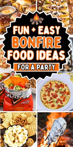 Easy bonfire food ideas for your fall, winter, or summer beach bonfire party. Bonfire appetizers, campfire desserts, bonfire night meals, snacks and party ideas for a crowd. Easy Bonfire Food, Beach Bonfire Food, Bonfire Menu, Halloween Bonfire Party, Bonfire Food Ideas, Bonfire Party Food, Bonfire Snacks, Easy Campfire Recipes, Camping Party Foods