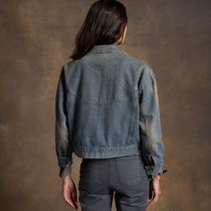 The jean jacket is a coveted wardrobe staple we couldn’t do without. With its industrial roots, it has become an iconic element of American fashion, an embodiment of the independence, and freedom that is deeply ingrained in American culture. The Marlie is a twist on tradition, combining details of another American classic, the western denim shirt, to elevate and set it apart. Our True Blue Vintage wash is broken-in, with intentionally placed fading, whiskers, distressing, and hand grinding to le Western Denim Shirt, Vintage Denim Jacket, American Culture, American Fashion, Jeans Button, American Classic, True Blue, Blue Vintage, Denim Shirt