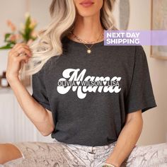 "Custom Mama Shirt, Mom Shirt With Kids Names, Personalized Mama T-shirt, Custom Mama Shirt, Mother's Day Shirt, Mama With Children Names Tee Welcome to LunaTeeApparel ☺️ Our shirts are clean, high quality and soft. It is prepared quickly by our boutique Ironing and shipped. Enjoy your shopping It is a pleasure for us to help you with your questions and you can reach us at any time. Please, don't forget to check our size cards. HOW TO ORDER SHIRT 👕 Please, choose your favorite t-shirt color and size from the pop-up window. Select the quantity that you want. Click \"ADD TO CART\" You can go back to add more product color for your loved ones members. You can complete the checkout process Please \"Click Proceed to Check Out\" Finally, you have completed all the steps, your product will be pr Relaxed Fit Tops With Lettering For Mother's Day, Mother's Day Crew Neck Shirt With Text Print, Mother's Day Text Print Crew Neck Shirt, Crew Neck Shirt With Text Print For Mother's Day, Mother's Day Graphic Tee With Crew Neck, Pre-shrunk Crew Neck T-shirt For Mother's Day, Graphic Tee With Crew Neck For Mother's Day, Graphic Tee Crew Neck Shirt For Mother's Day, Mother's Day Slogan Top With Relaxed Fit