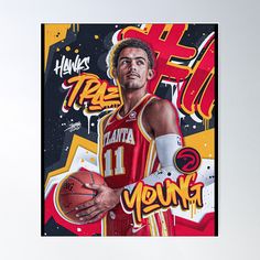 a painting of a basketball player holding a ball