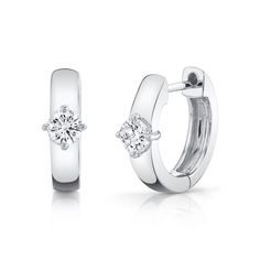 HUGGIES WITH ROUND DIAMOND CENTER – Anita Ko Huggie Diamond Earrings With Single Stone, Diamond Huggie Earrings With Single Diamond, Classic Single Diamond Huggie Earrings, Formal White Huggie Earrings, Formal Diamond White Huggie Earrings, Diamond White Huggie Earrings For Formal Occasions, Formal White Gold Huggie Earrings With Single Diamond, Classic Formal Diamond Huggie Earrings, Formal Single Diamond Huggie Earrings