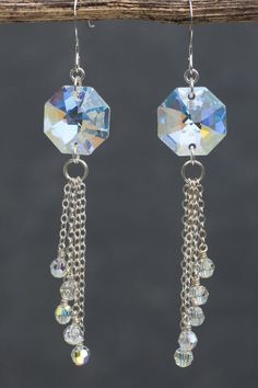 Bohemian Bride Long Dangly Earrings Geometric Earrings / | Etsy Chandelier Earrings Diy, Flash Of Light, Blue Crystal Earrings, Crystal Chandelier Earrings, Easy Jewelry, Jewelry Making Earrings, Silver Wedding Jewelry, Light Earrings, Doll Jewelry