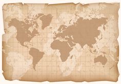 an old world map on parchment paper