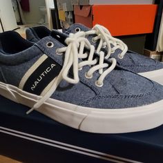 Brand New Nautica Shoes, Size 7.5, Never Worn. Navy Low-top Casual Boat Shoes, Sporty Low-top Sneakers For Boating, Casual Low-top Boat Shoes For Boating, Casual Lace-up Sneakers For Boating, Sporty Round Toe Boat Shoes, Sporty Boat Shoes With Round Toe For Boating, Nautica Shoes, Shoes Size 7, Mens Shoes Sneakers